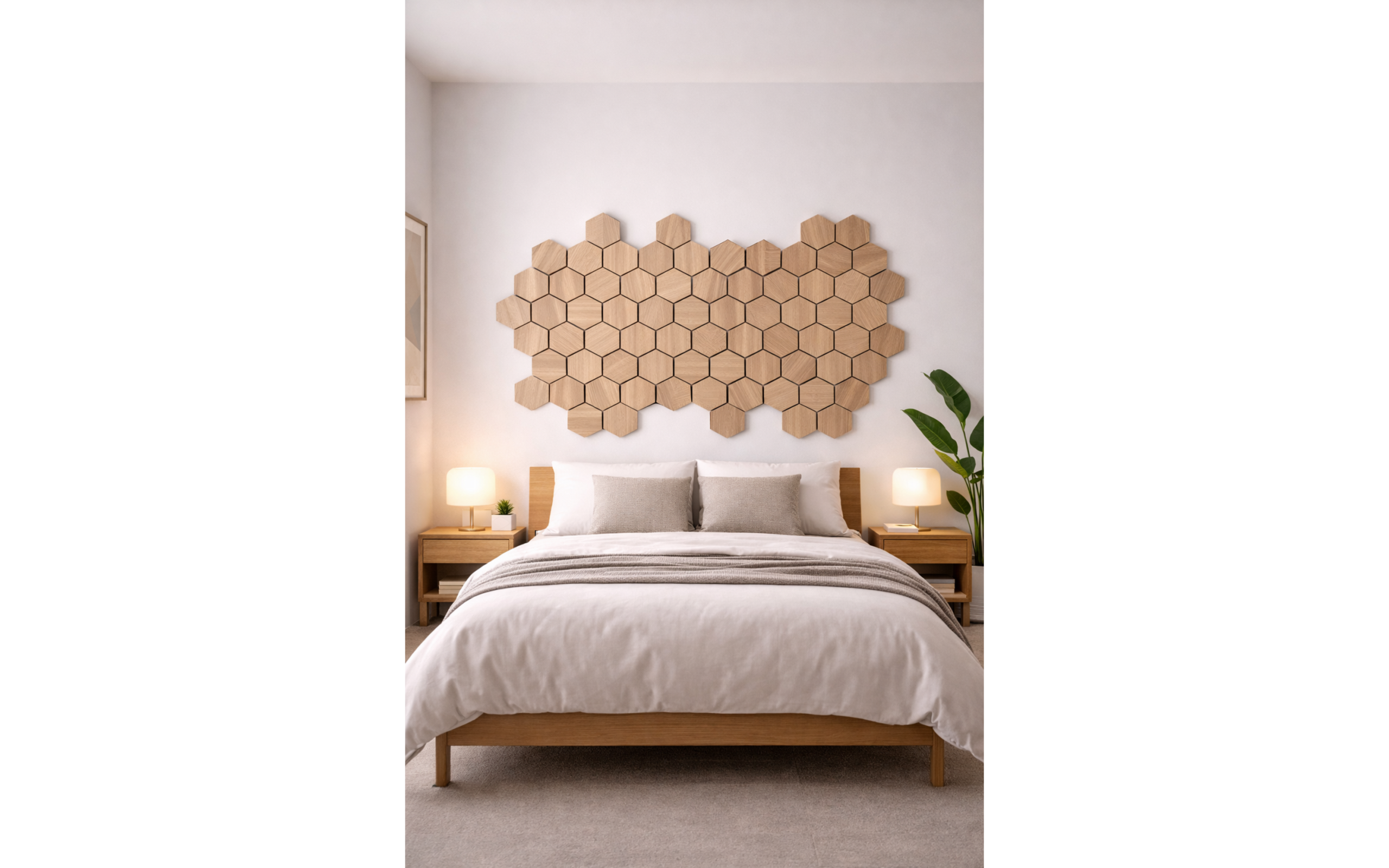 Set panou acustic hexagon frasin 30 x 52 cm - imagine 3
