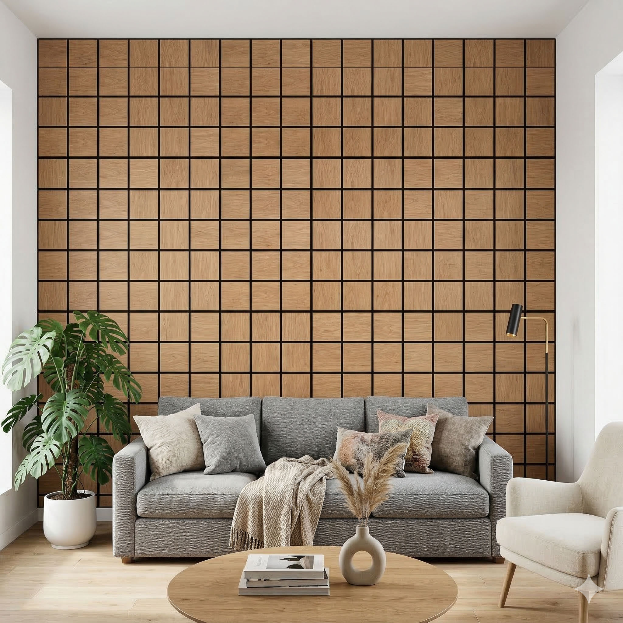 Set panou acustic square stejar 60 x 60 cm - imagine 3