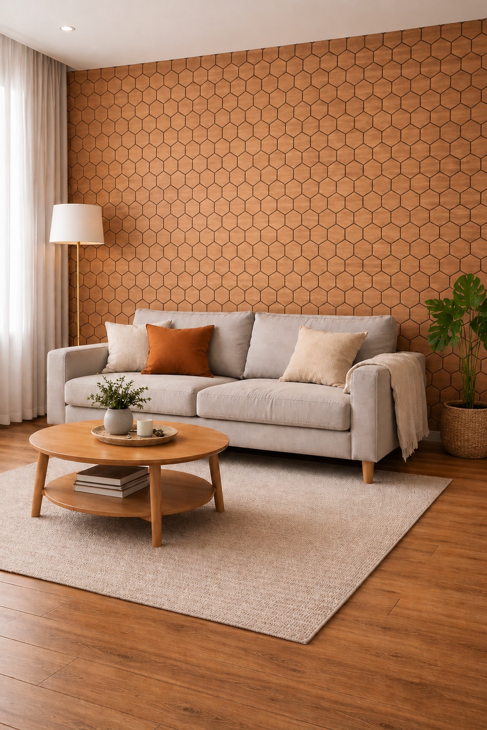 Set panou acustic hexagon stejar 30 x 52 cm - imagine 3